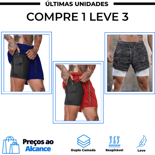 Shorts DryFit® - COMPRE 1 LEVE 3 - Black Friday🔥(Frete Grátis) - Preços ao Alcance