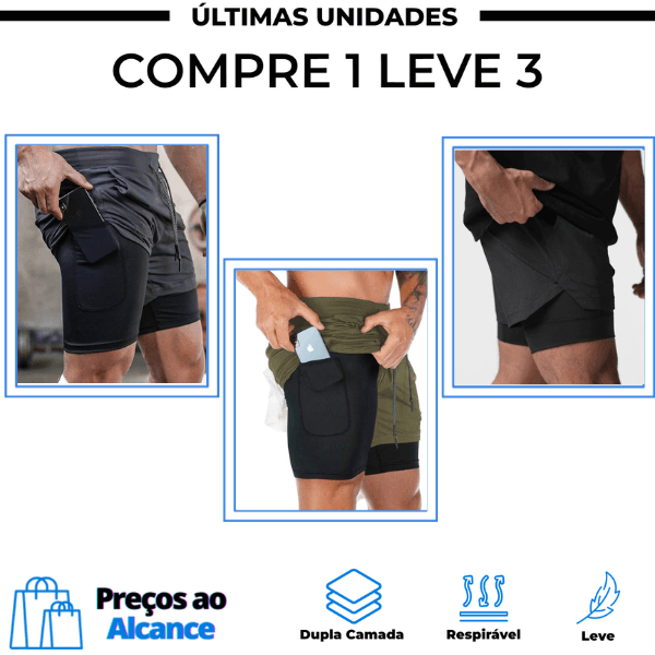 Shorts DryFit® - COMPRE 1 LEVE 3 - Black Friday🔥(Frete Grátis) - Preços ao Alcance