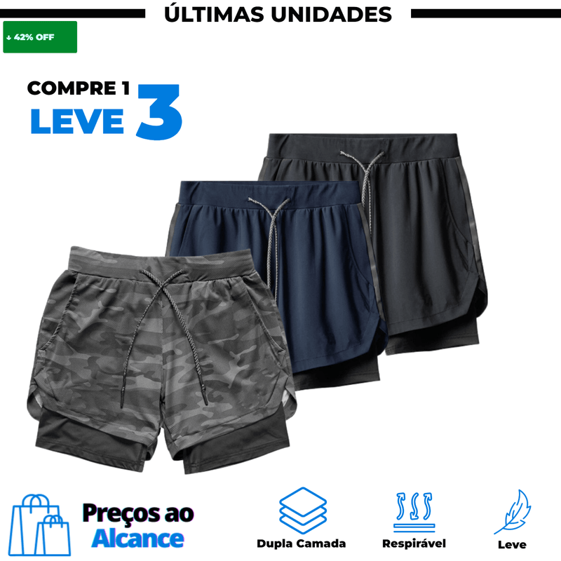 Shorts DryFit® - COMPRE 1 LEVE 3 - Black Friday🔥(Frete Grátis) - Preços ao Alcance