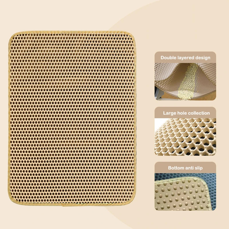 Cat Litter Mat Double Layer Waterproof Urine Proof Trapping Mat Easy to Clean Non-Slip Toilet Pad Cat Scratch Pad Large Foot Pad