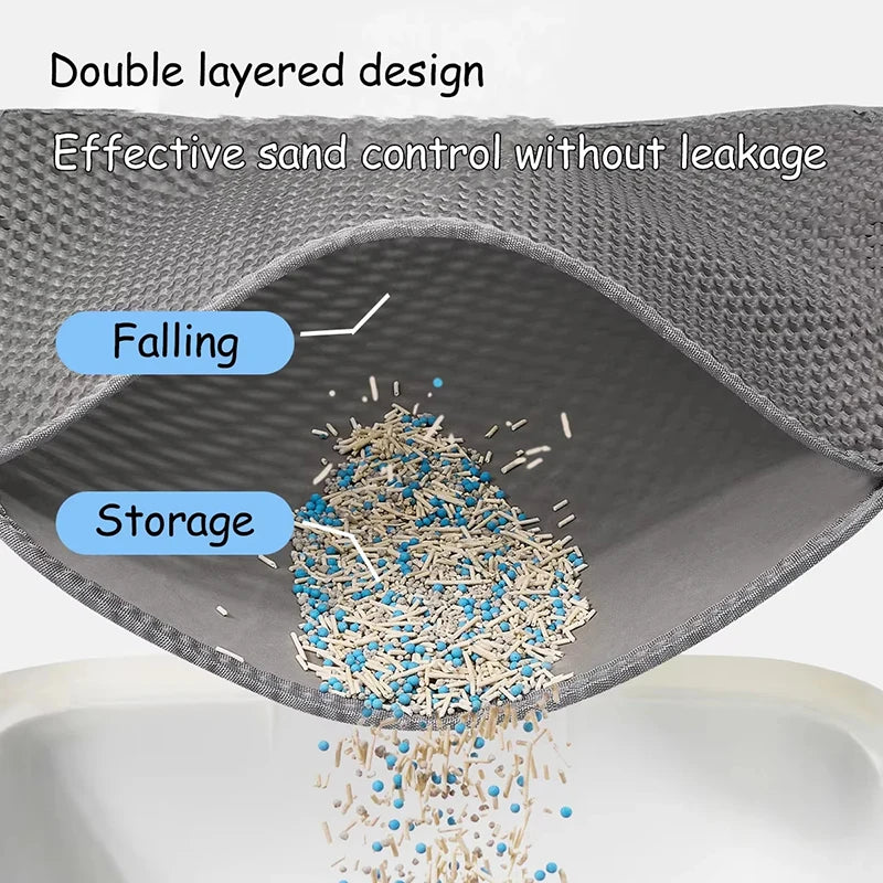Cat Litter Mat Double Layer Waterproof Urine Proof Trapping Mat Easy to Clean Non-Slip Toilet Pad Cat Scratch Pad Large Foot Pad
