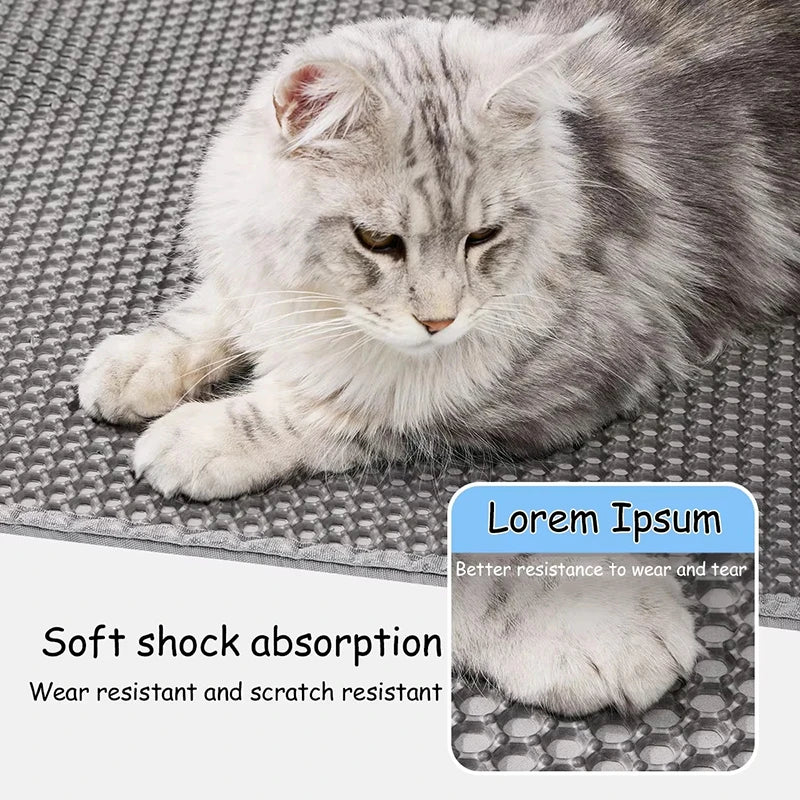 Cat Litter Mat Double Layer Waterproof Urine Proof Trapping Mat Easy to Clean Non-Slip Toilet Pad Cat Scratch Pad Large Foot Pad