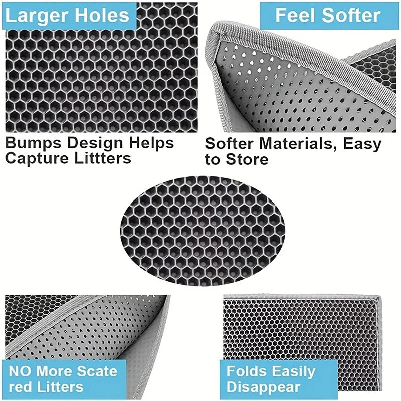 Cat Litter Mat Double Layer Waterproof Urine Proof Trapping Mat Easy to Clean Non-Slip Toilet Pad Cat Scratch Pad Large Foot Pad
