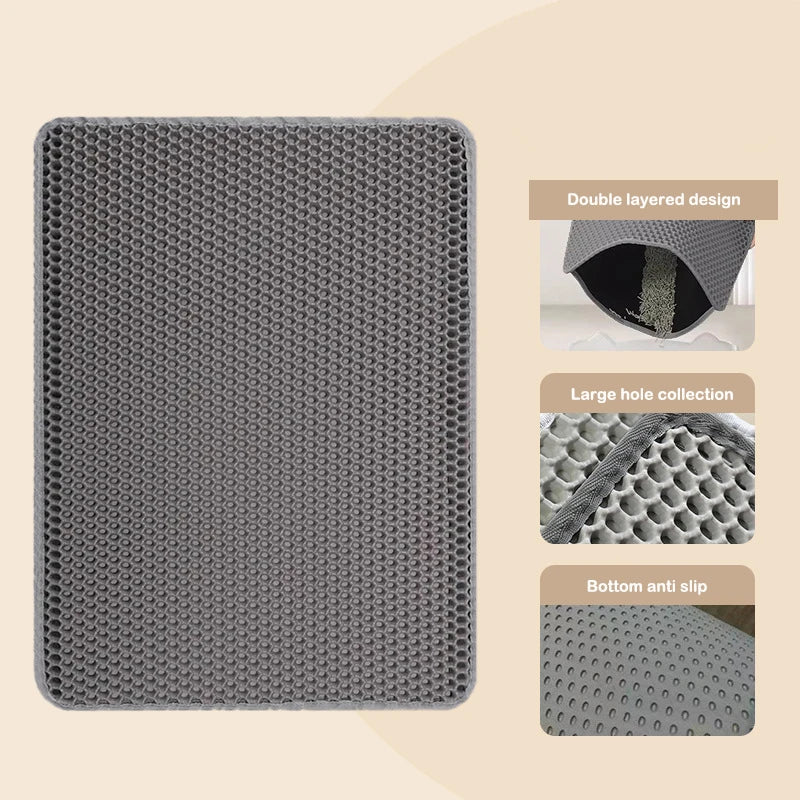 Cat Litter Mat Double Layer Waterproof Urine Proof Trapping Mat Easy to Clean Non-Slip Toilet Pad Cat Scratch Pad Large Foot Pad