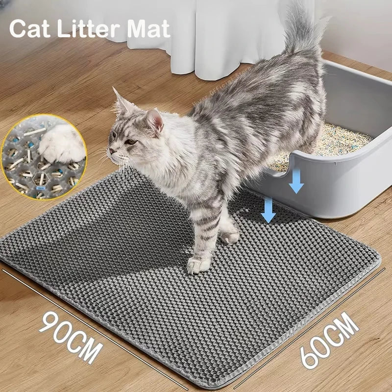 Cat Litter Mat Double Layer Waterproof Urine Proof Trapping Mat Easy to Clean Non-Slip Toilet Pad Cat Scratch Pad Large Foot Pad