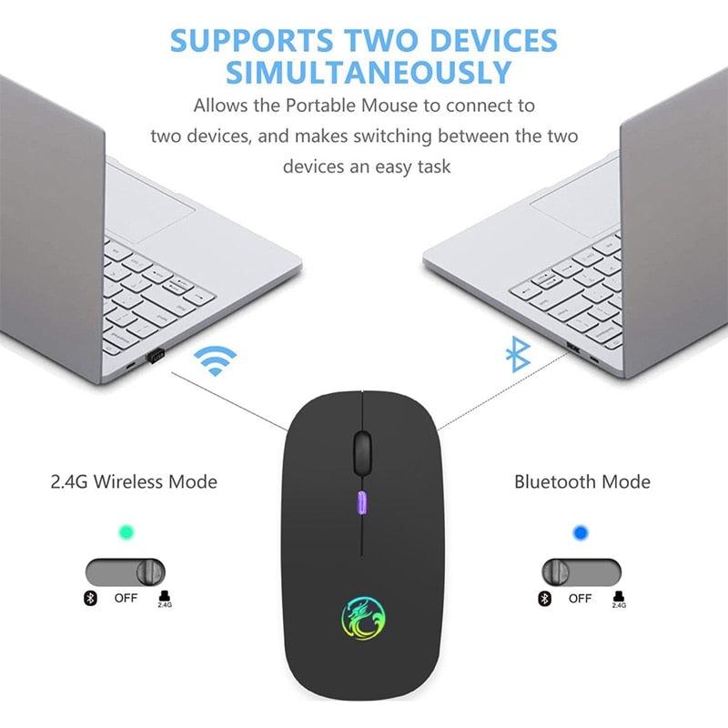 Mouse Wireless Bluetooth RGB Recarregável iMice - Preços ao Alcance