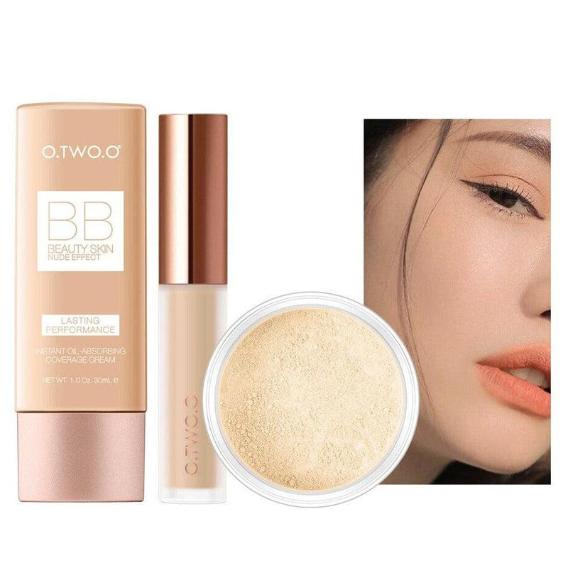 Kit Maquiagem Facial O.TWO.O - Corretivo, BB Cream e Pó - Preços ao Alcance