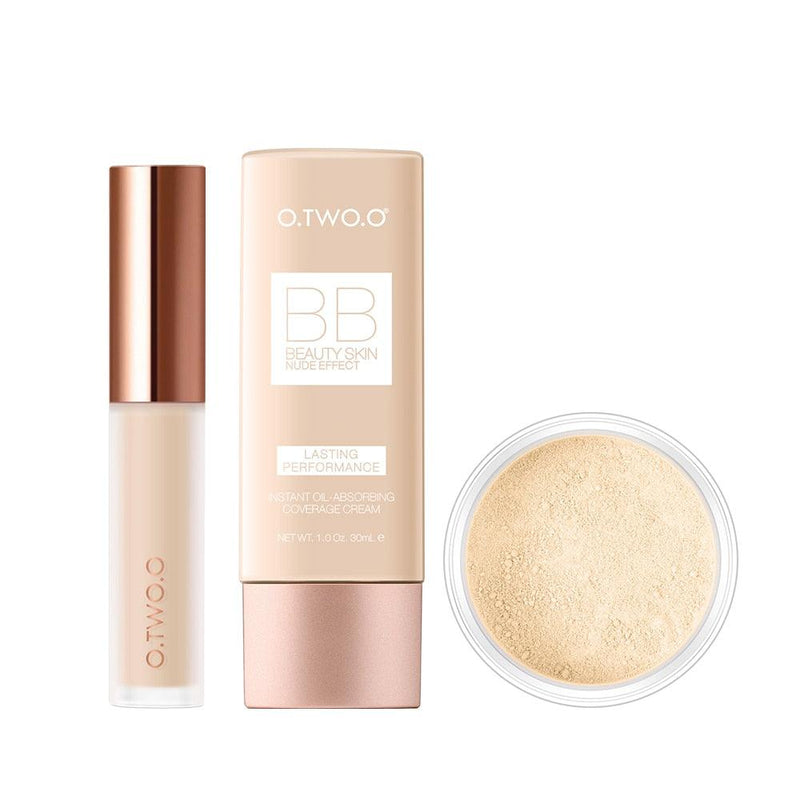 Kit Maquiagem Facial O.TWO.O - Corretivo, BB Cream e Pó - Preços ao Alcance