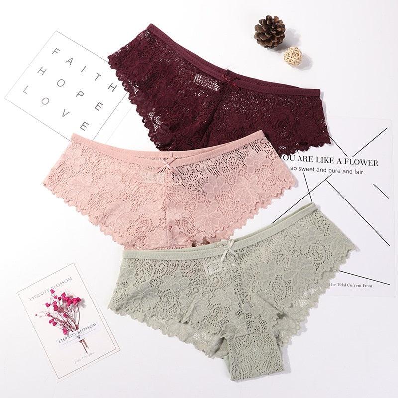 Calcinha em Renda Sexy Lace - Kit com 3 peças - Preços ao Alcance