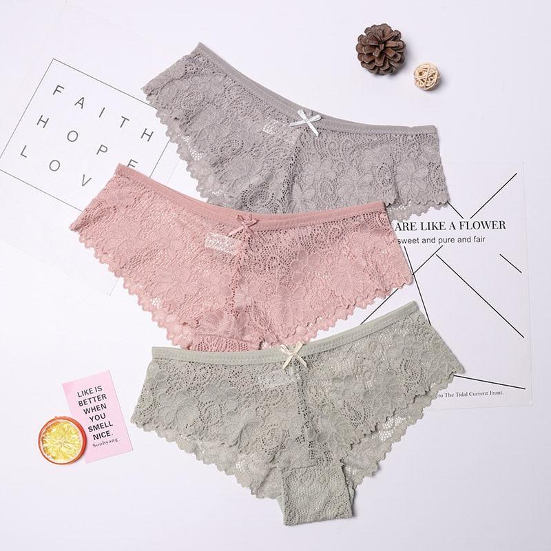 Calcinha em Renda Sexy Lace - Kit com 3 peças - Preços ao Alcance
