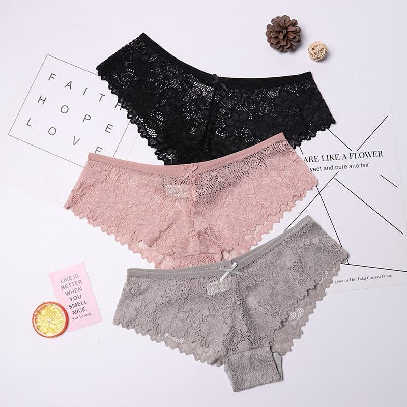 Calcinha em Renda Sexy Lace - Kit com 3 peças - Preços ao Alcance