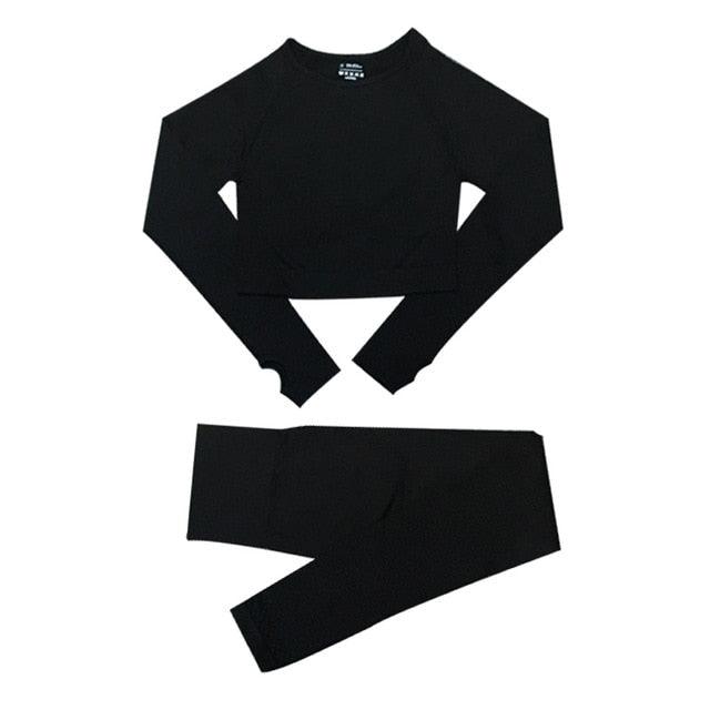 Conjunto Feminino Fitness Yoga Manga Longa - 2 peças - Preços ao Alcance