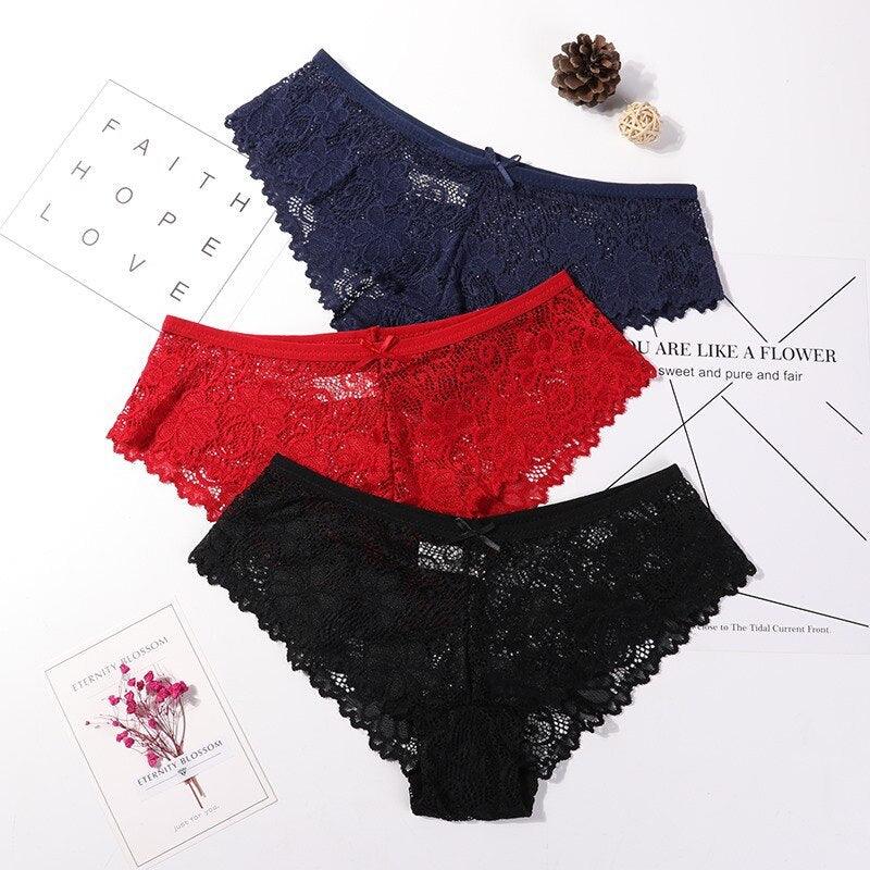 Calcinha em Renda Sexy Lace - Kit com 3 peças - Preços ao Alcance