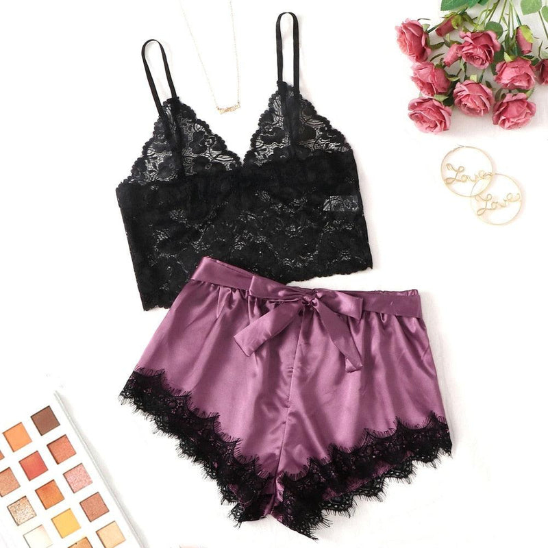 Pijama Feminino Satin Lace - Preços ao Alcance