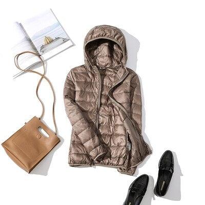 Jaqueta Feminina Puffer com Capuz - Preços ao Alcance