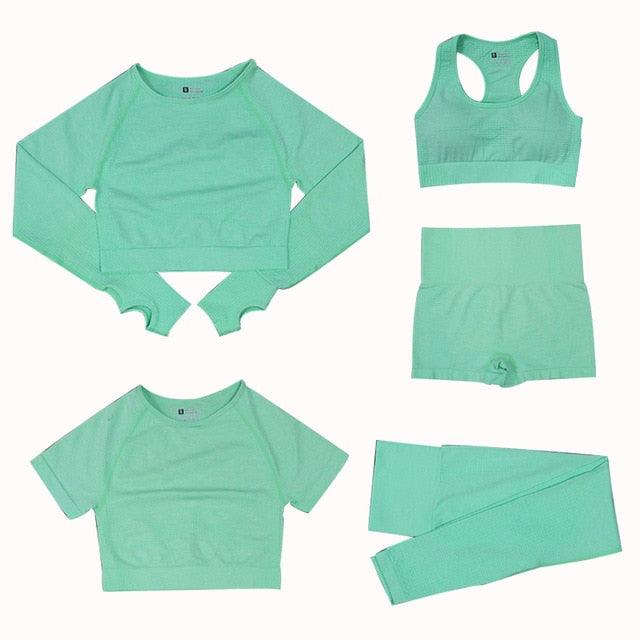 Conjunto Feminino Fitness Yoga - 5 peças - Preços ao Alcance