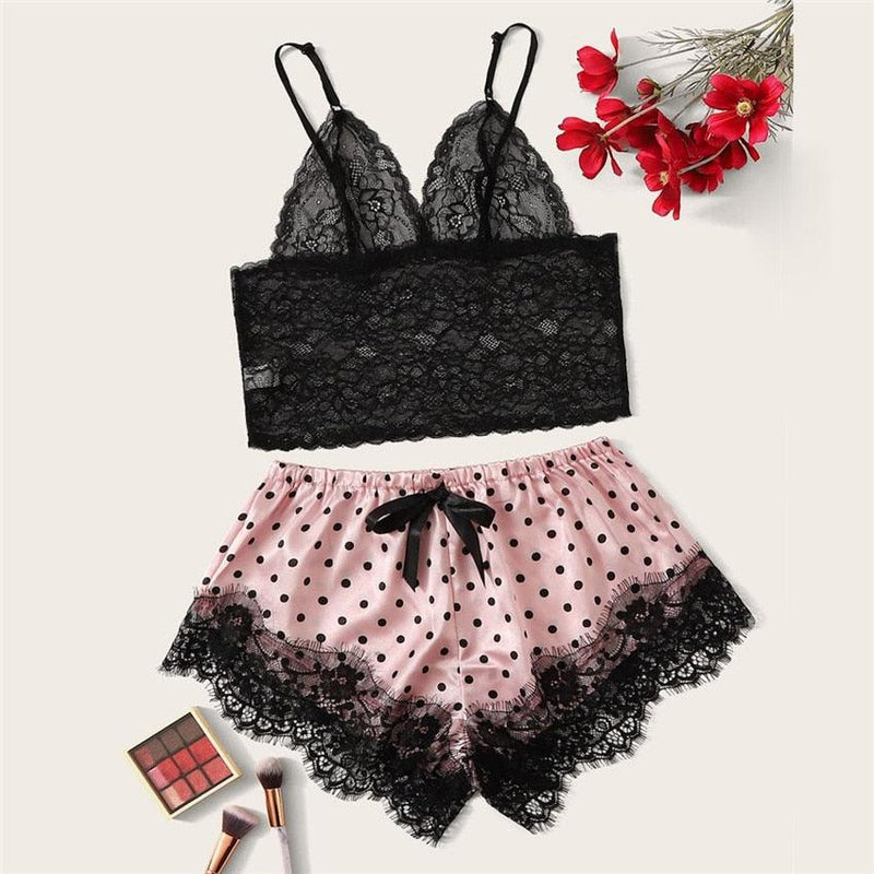 Pijama Feminino Satin Lace - Preços ao Alcance