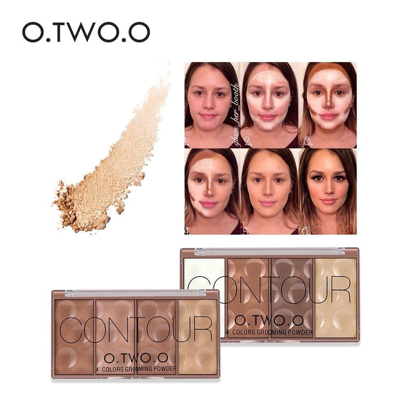 Paleta de Contorno Facial O.TWO.O 4 Cores - Preços ao Alcance
