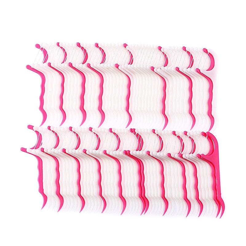 Fio Dental Flosser Prático - Pacote com 100 peças - Preços ao Alcance