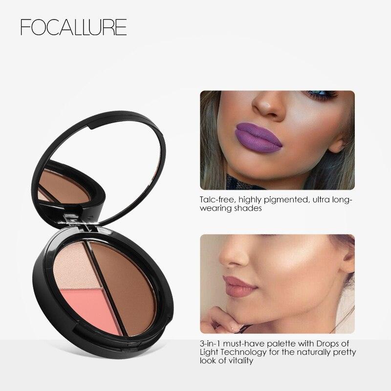 Paleta Contorno Facial Focallure - Iluminador e Bronzeador - Preços ao Alcance