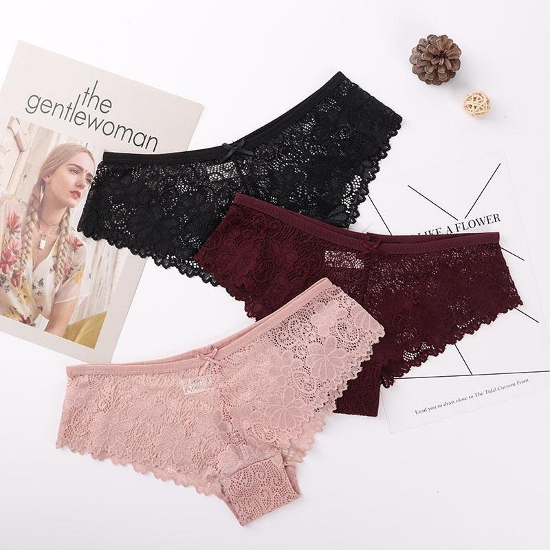 Calcinha em Renda Sexy Lace - Kit com 3 peças - Preços ao Alcance