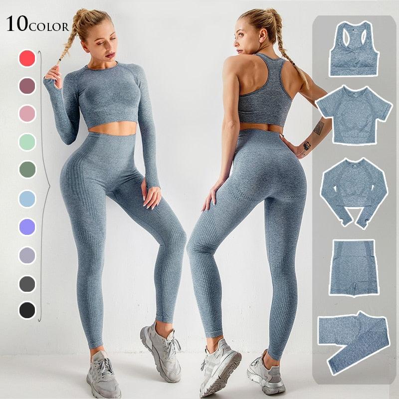 Conjunto Feminino Fitness Yoga - 5 peças - Preços ao Alcance