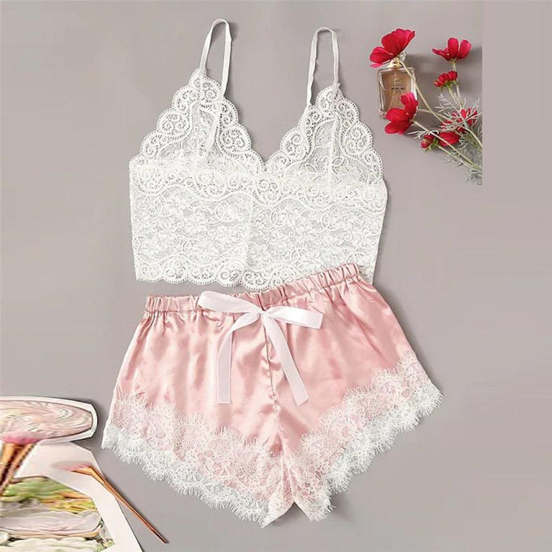 Pijama Feminino Satin Lace - Preços ao Alcance