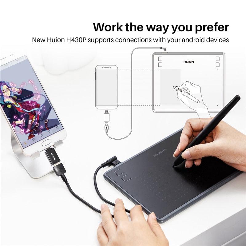 Mesa Digitalizadora Desenho Gráfico e Digital HUION H430P - Preços ao Alcance