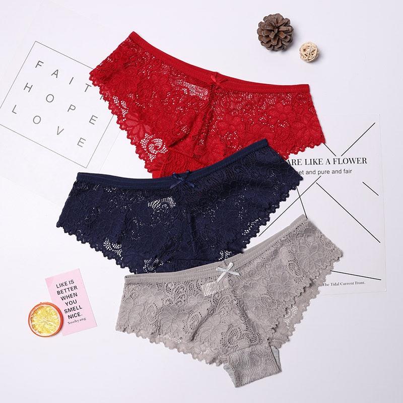 Calcinha em Renda Sexy Lace - Kit com 3 peças - Preços ao Alcance