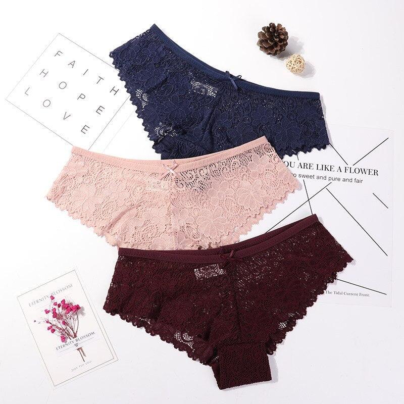 Calcinha em Renda Sexy Lace - Kit com 3 peças - Preços ao Alcance