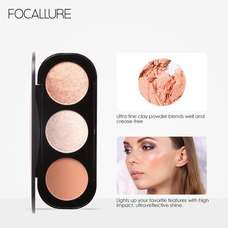 Paleta de Iluminador Focallure - 3 Cores - Preços ao Alcance