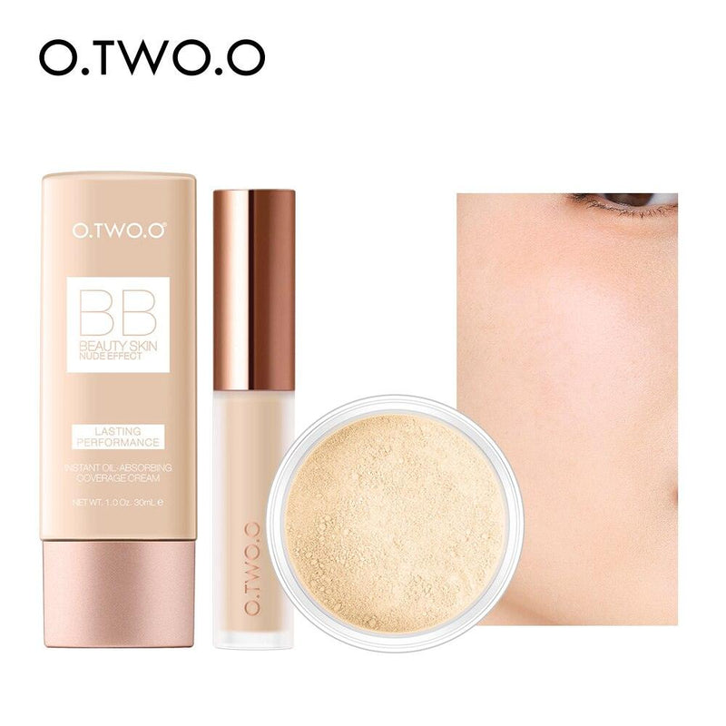 Kit Maquiagem Facial O.TWO.O - Corretivo, BB Cream e Pó - Preços ao Alcance