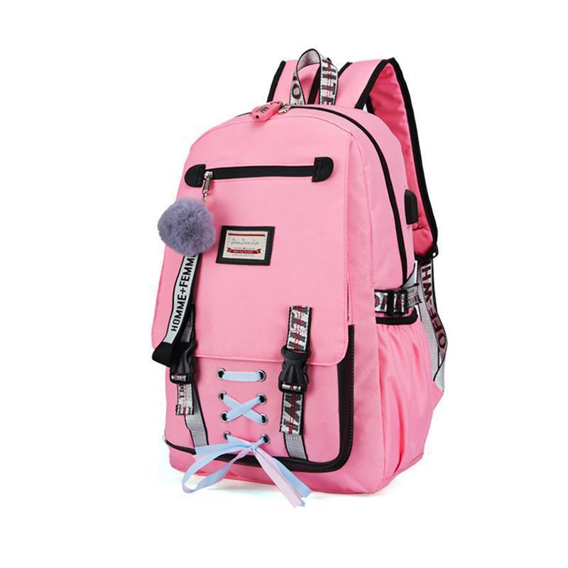 Mochila Feminina com Entrada USB e Trava Anti-Roubo - Preços ao Alcance