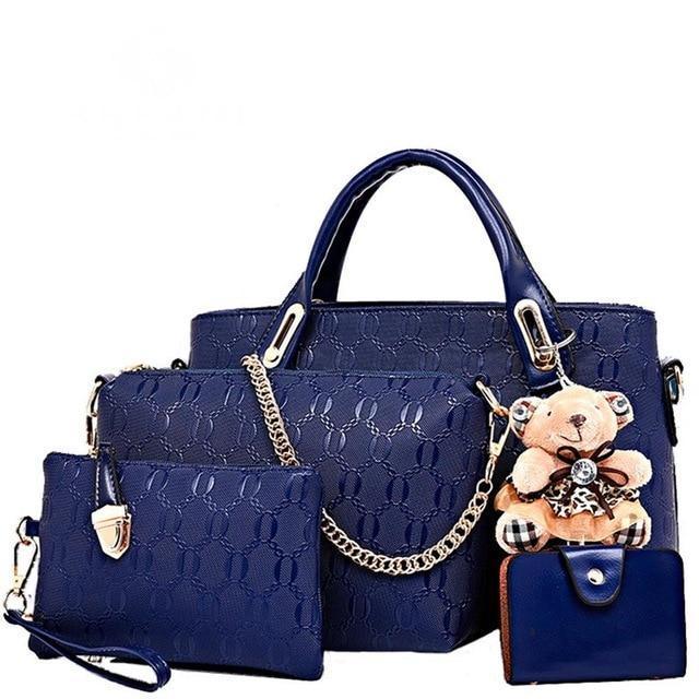 Kit Bolsas Femininas 4 peças Classic Bella + BRINDE Chaveiro Ursinho - FRETE GRÁTIS - Preços ao Alcance
