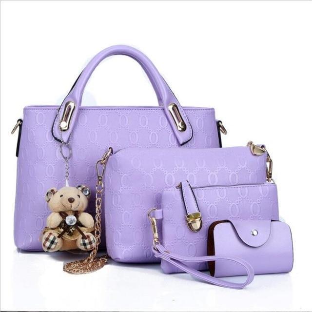 Kit Bolsas Femininas 4 peças Classic Bella + BRINDE Chaveiro Ursinho - FRETE GRÁTIS - Preços ao Alcance