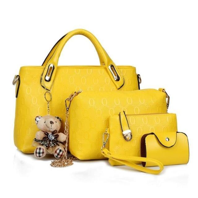 Kit Bolsas Femininas 4 peças Classic Bella + BRINDE Chaveiro Ursinho - FRETE GRÁTIS - Preços ao Alcance