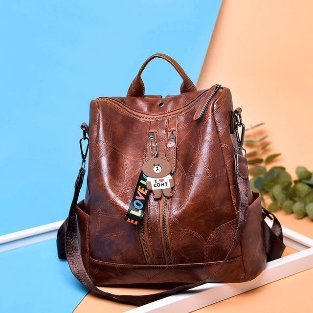 Mochila de Couro Feminina Love Vintage - Preços ao Alcance