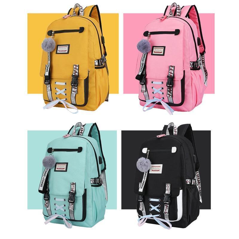 Mochila Feminina com Entrada USB e Trava Anti-Roubo - Preços ao Alcance