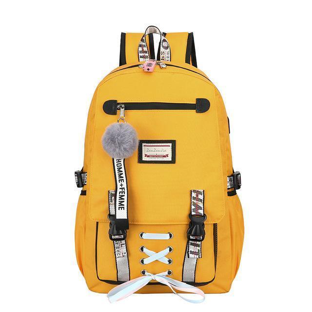 Mochila Feminina com Entrada USB e Trava Anti-Roubo - Preços ao Alcance